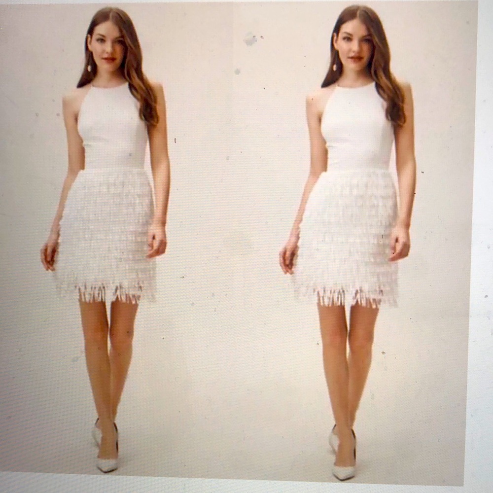 BHLDN x Aiden Max Crepe Halter Fringe Dress